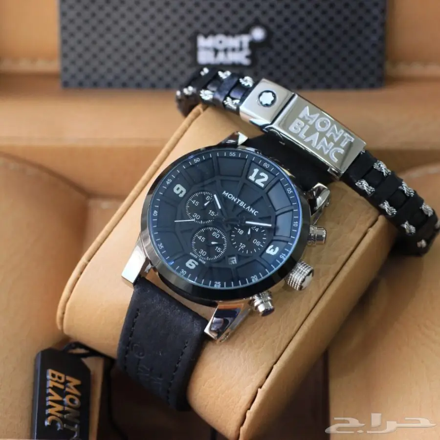 ساعات ماركة مونت بلانك مع اسوارة رجالية روعة  (image 4)