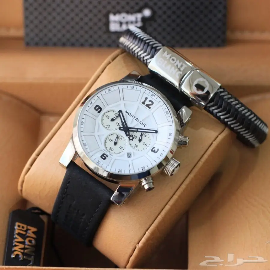 ساعات ماركة مونت بلانك مع اسوارة رجالية روعة  (image 5)