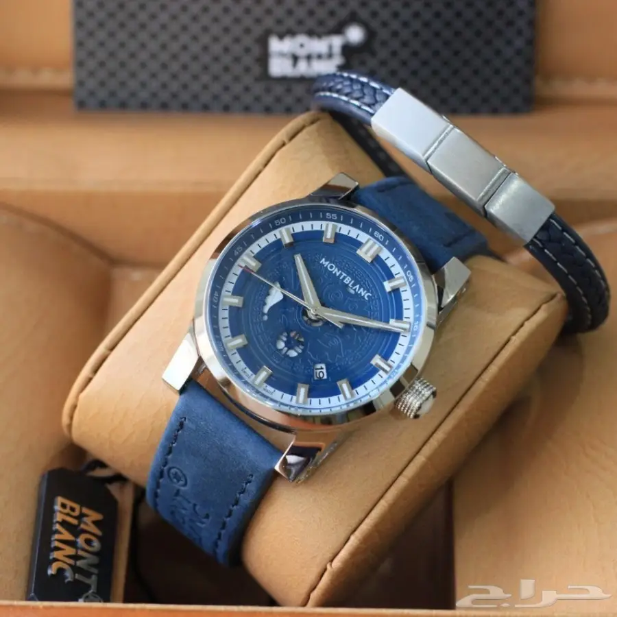 ساعات ماركة مونت بلانك مع اسوارة رجالية روعة  (image 6)