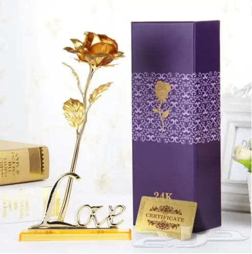 هدية ذهبية فاخرة - وردة مطلية بالذهب (image 1)