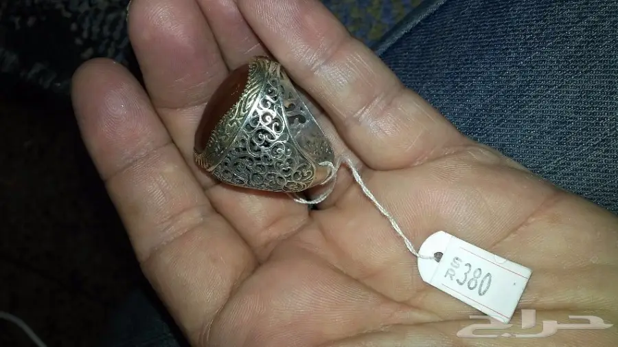 خاااتم فضه عقيق كبدي صياغته ثقيله اسطمبولي