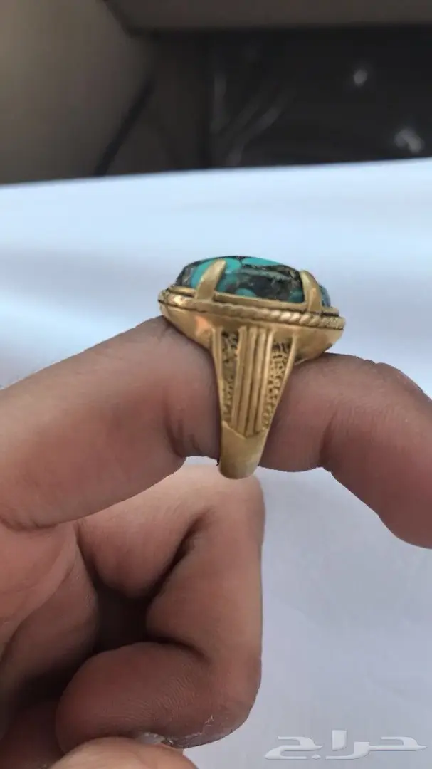 خاتم فيروز أصيل مع نحاس عالي الجودة