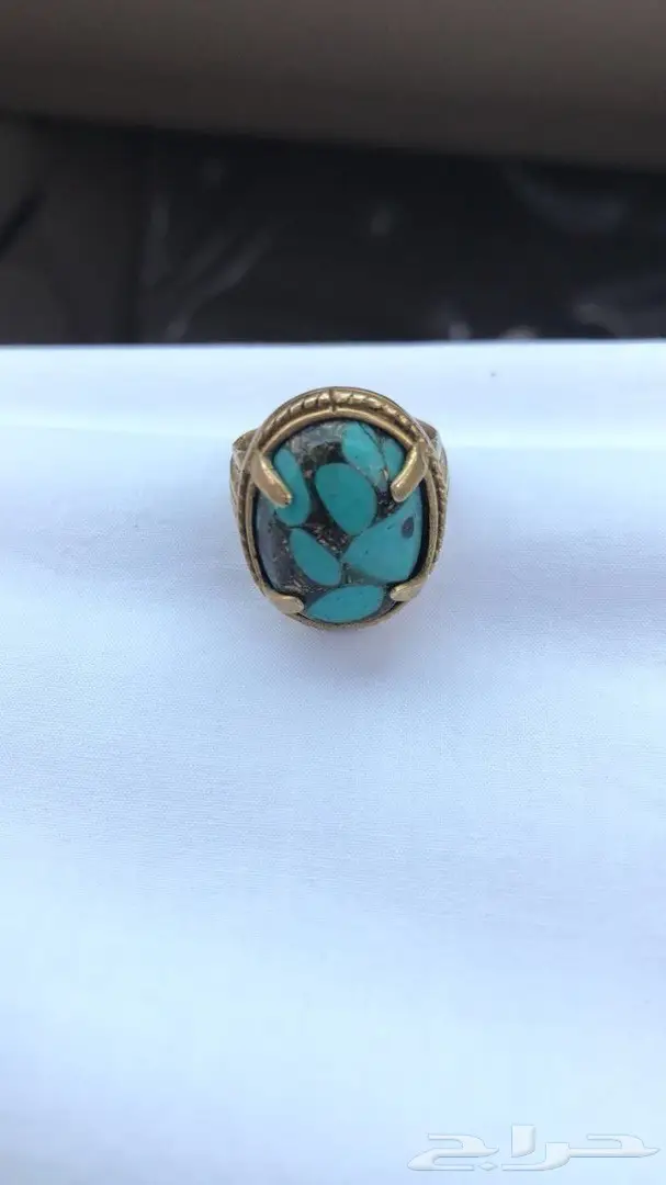 خاتم فيروز أصيل مع نحاس عالي الجودة (image 1)