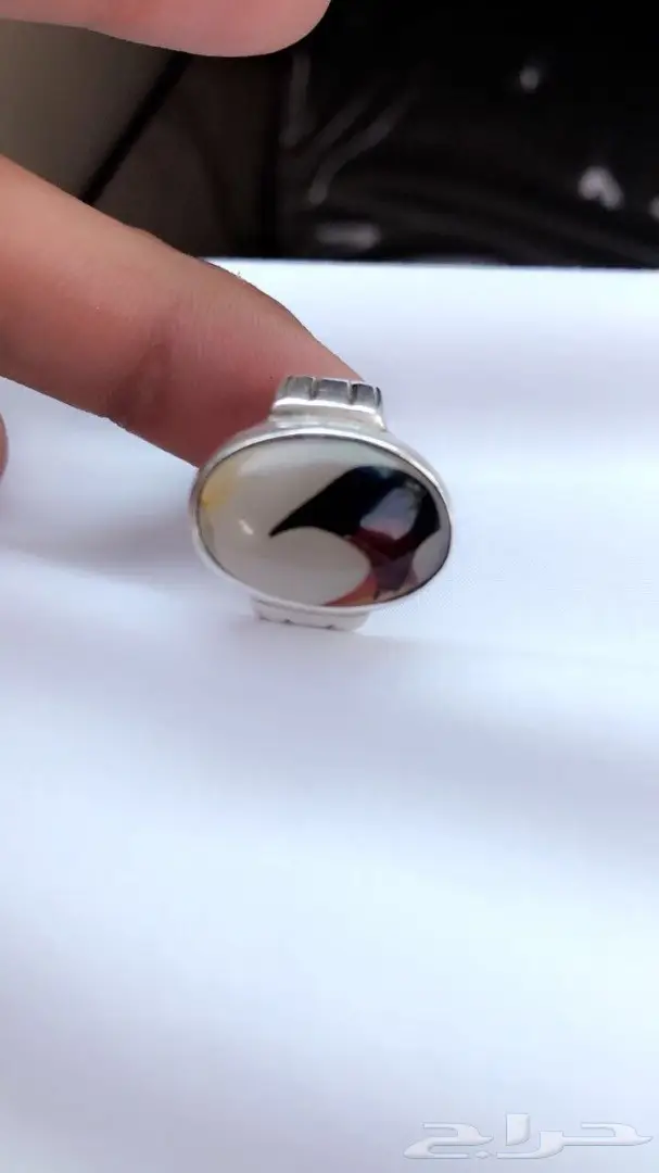 للبيع خاتم فضة اصلي مع فص عقيق يمني اصلي فيه (image 5)