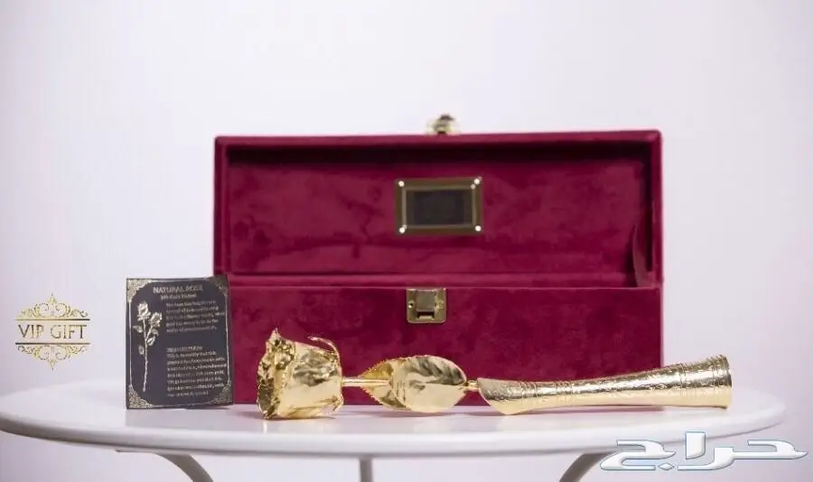 الطقم الفاخر وردة طبيعية مطلية فضة وذهب  (image 9)