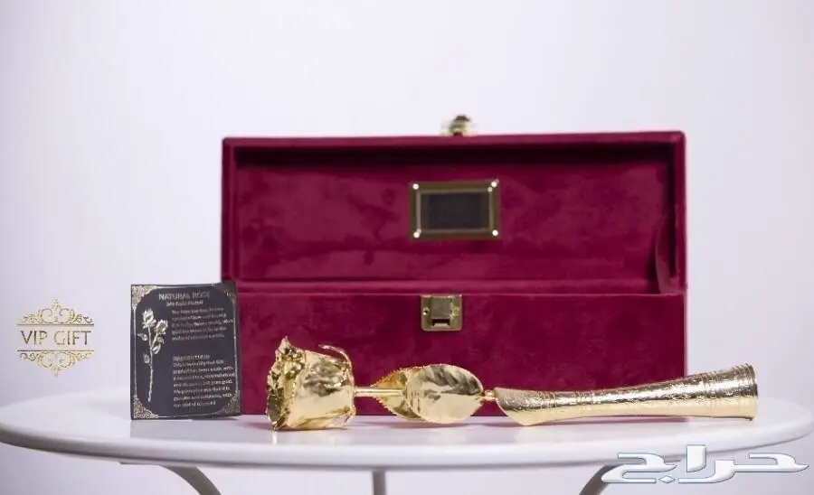 الطقم الفاخر وردة طبيعية مطلية فضة وذهب  (image 41)