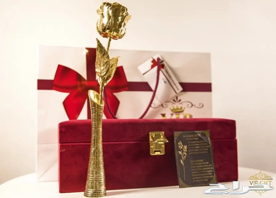 وردة طبيعية مطلية فضة وذهب لكل الافراح VIP  (image 7)
