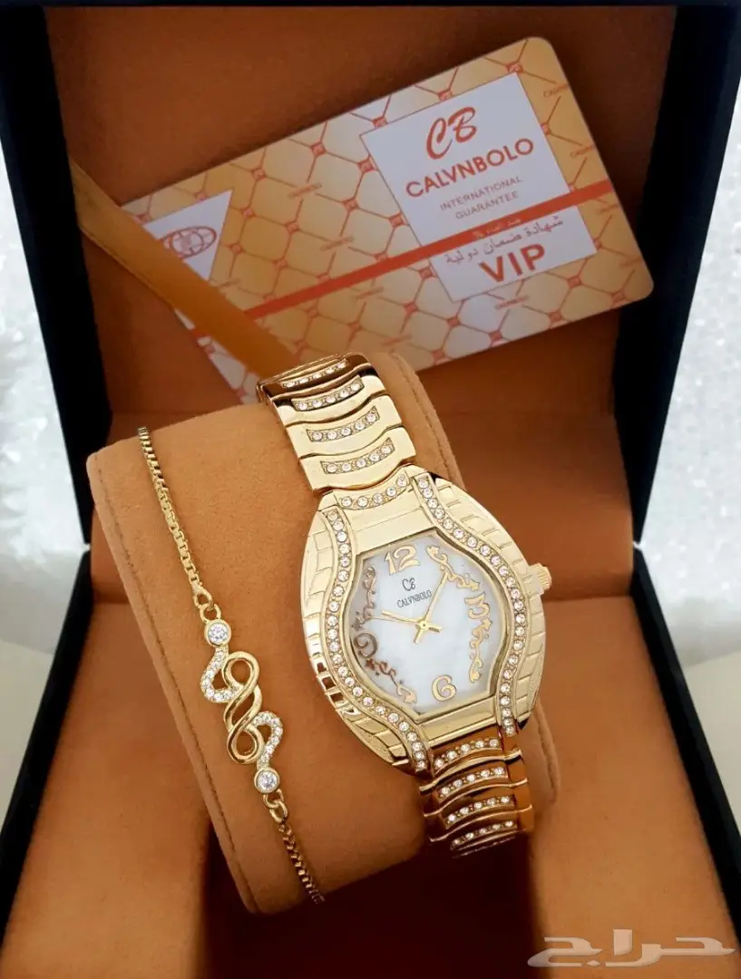 طقم نسائي كالفن بولو ساعة وسوار مع ضمان روعة (image 7)