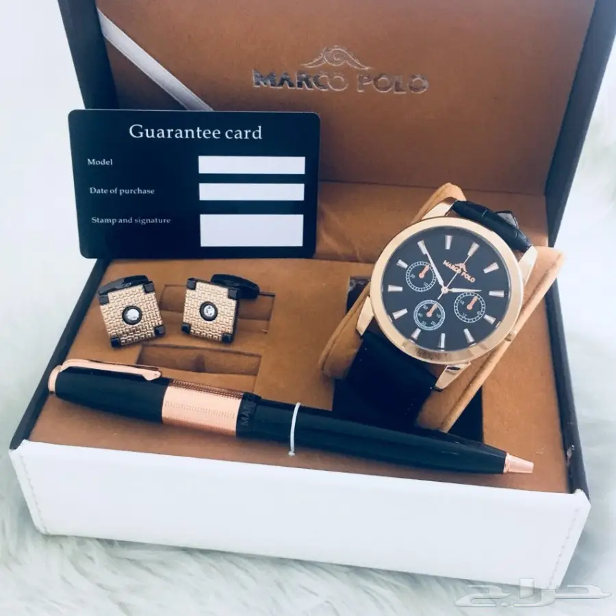 متوفر  أطقم رجالي جلد ساعه كبك قلم ماركة مار (image 3)