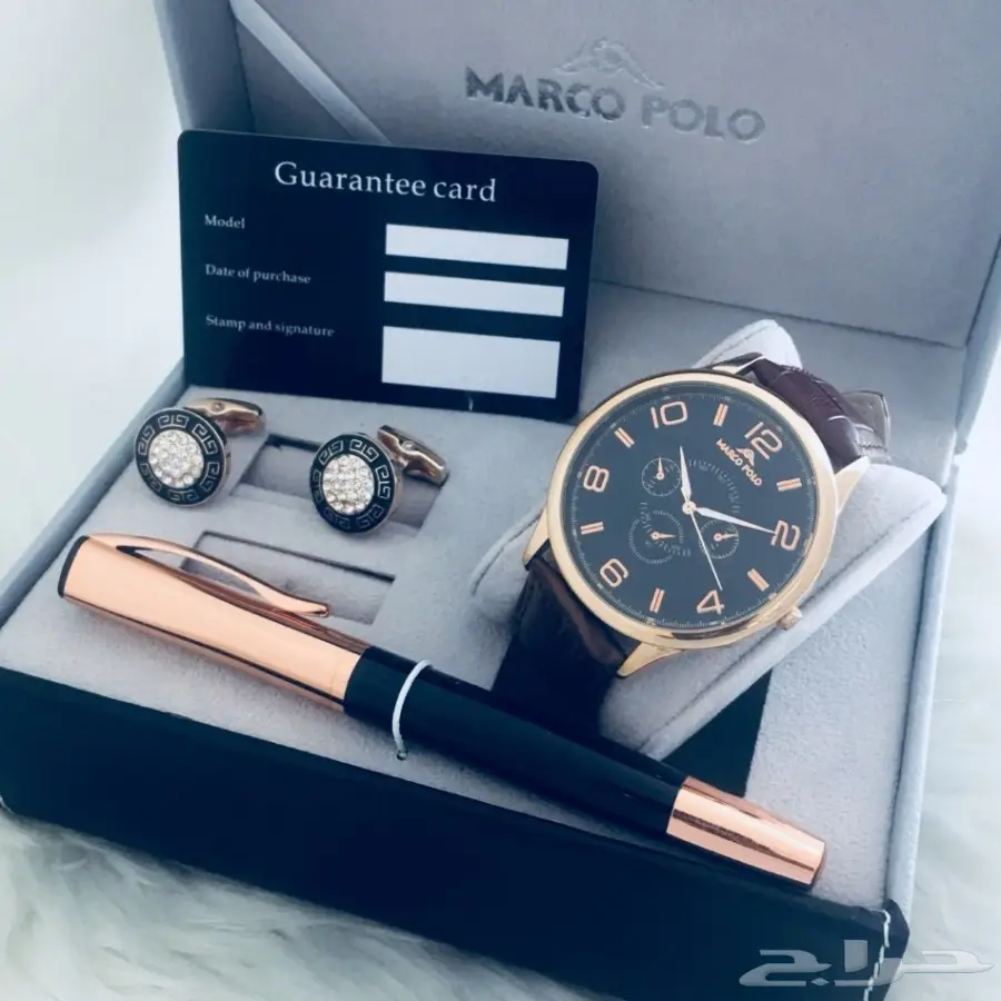 متوفر  أطقم رجالي جلد ساعه كبك قلم ماركة مار (image 5)