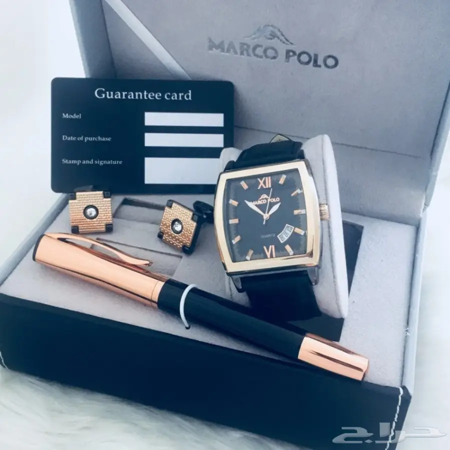 متوفر  أطقم رجالي جلد ساعه كبك قلم ماركة مار (image 7)