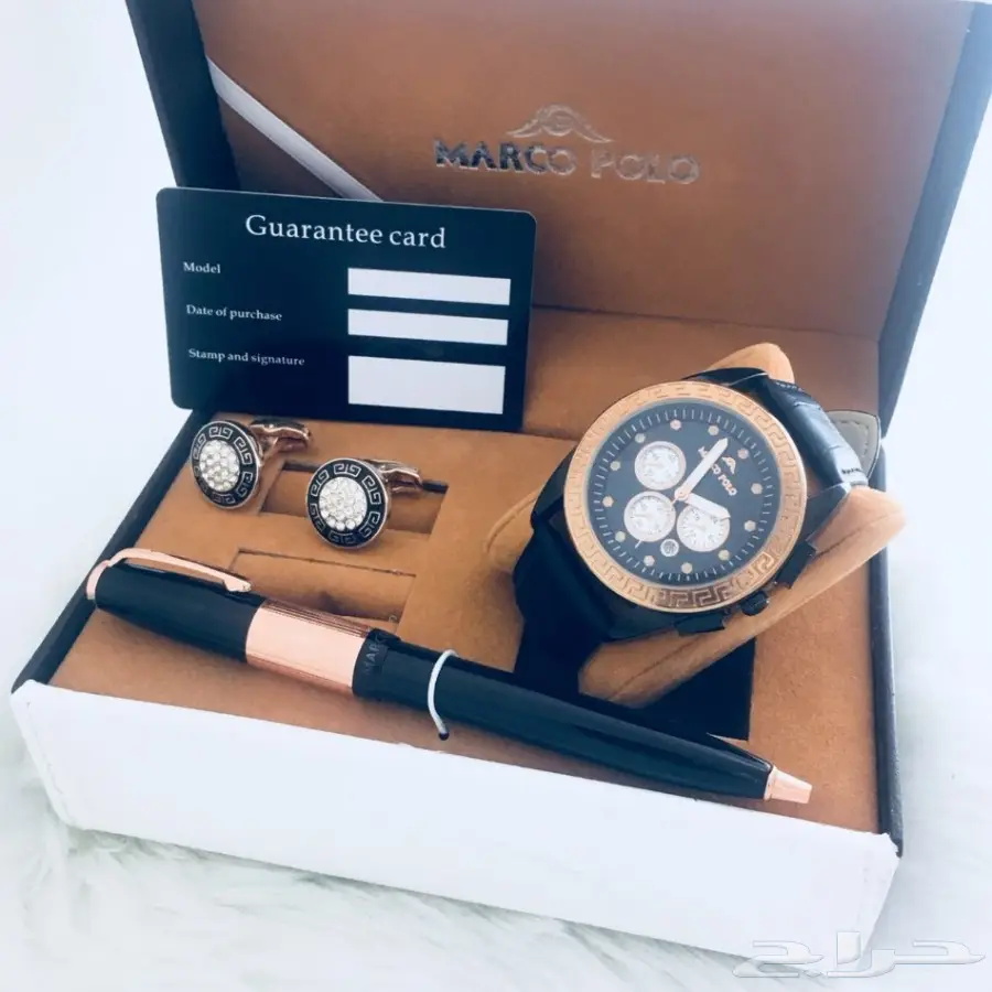 متوفر  أطقم رجالي جلد ساعه كبك قلم ماركة مار (image 9)