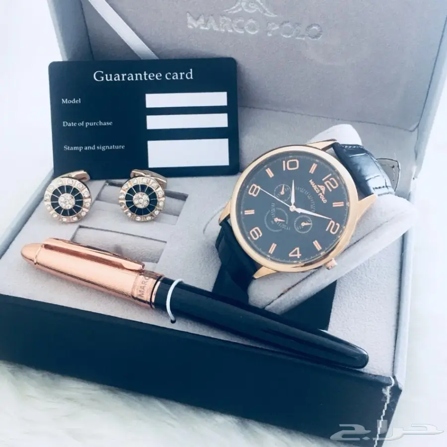 متوفر  أطقم رجالي جلد ساعه كبك قلم ماركة مار (image 10)