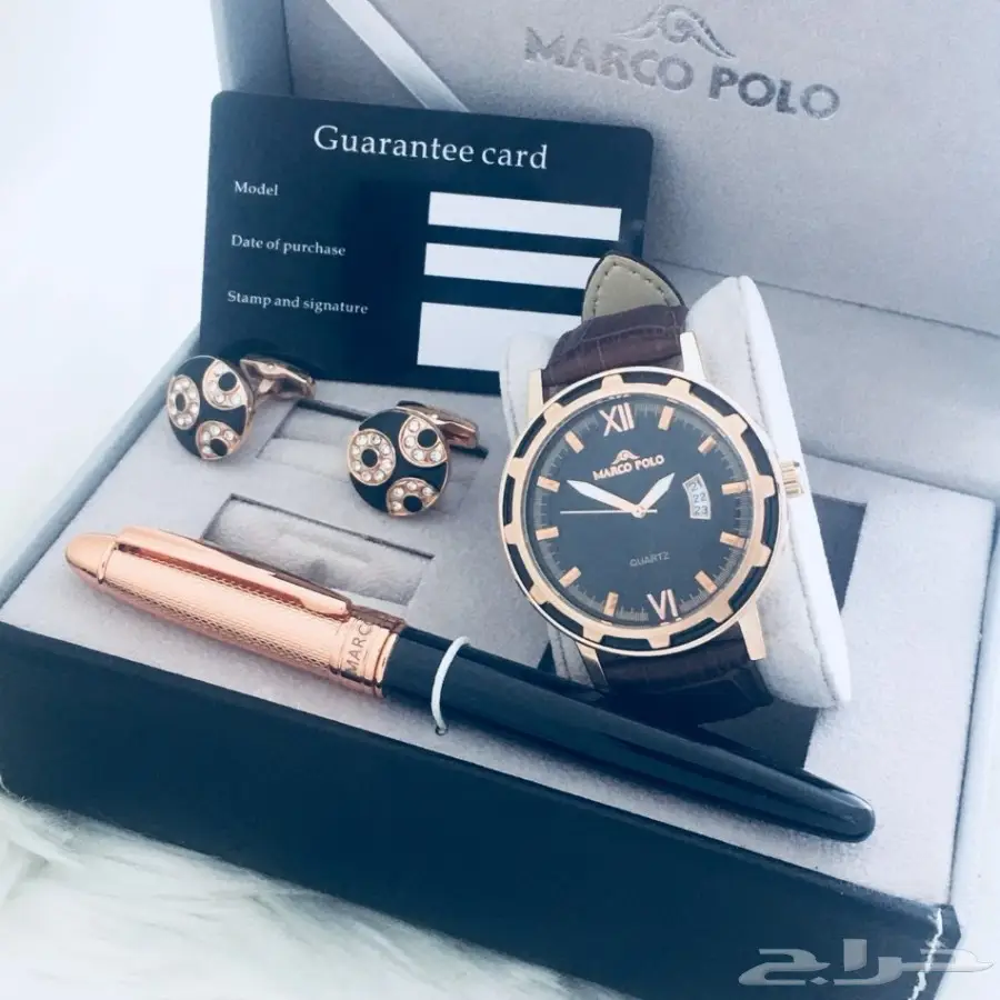 متوفر  أطقم رجالي جلد ساعه كبك قلم ماركة مار (image 14)