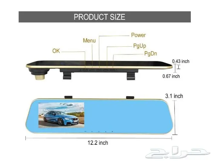 للبيع داش كام مرايا سيارة مع تصوير أمامي وخلفي 8