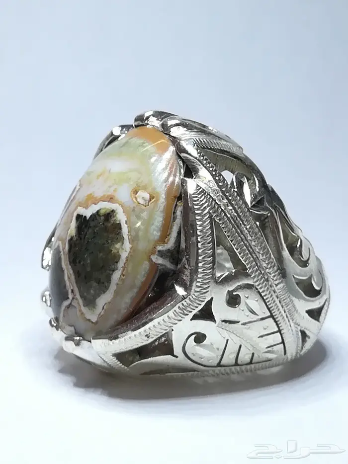 خاتم عقيق طبيعي جزع يماني جميل وملفت للانظار 2