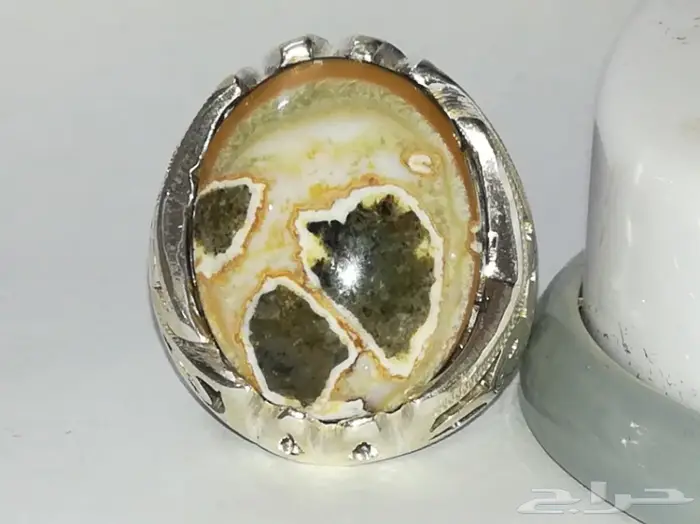 خاتم عقيق طبيعي جزع يماني جميل وملفت للانظار 9