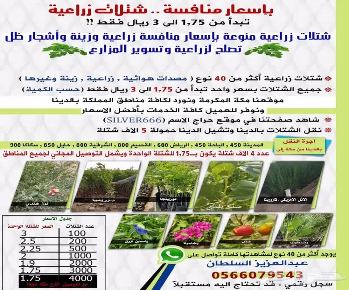 العرض  الأقوى للشتلات الزراعية ب1.5 للشتله  75