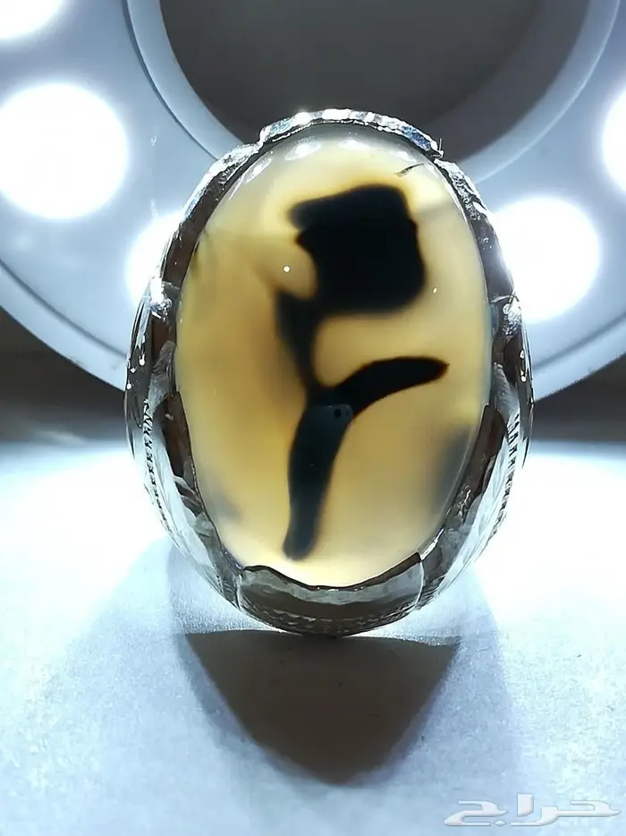 خاتم العقيق اليماني الطبيعي المصور أبو ورده 0