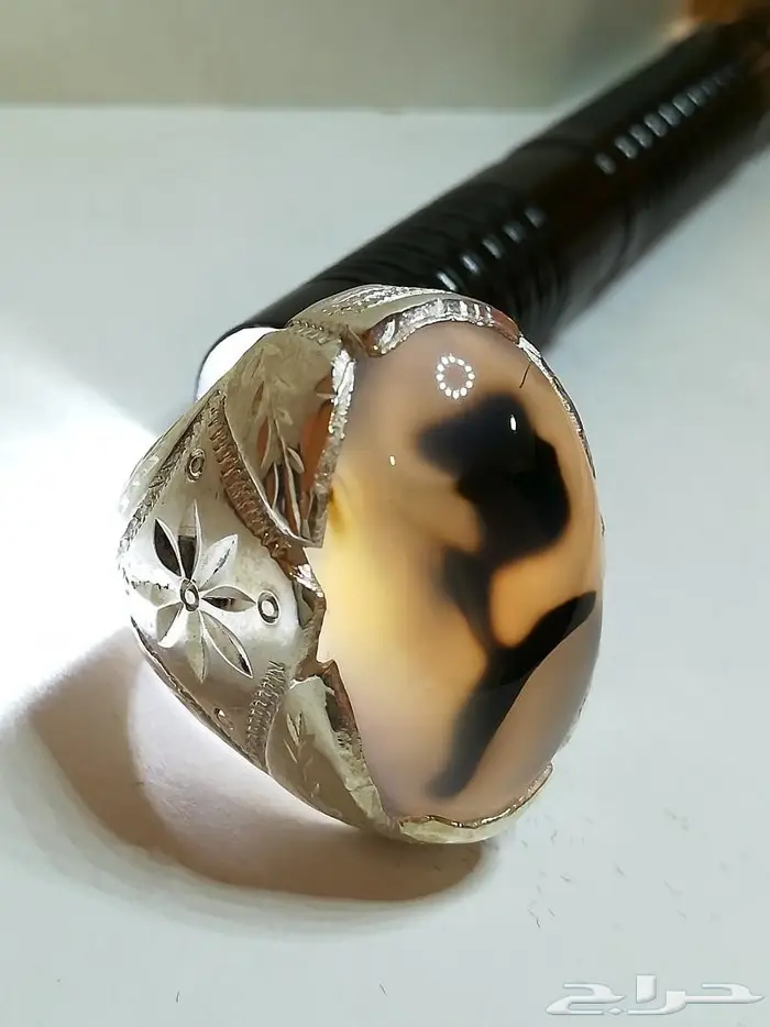 خاتم العقيق اليماني الطبيعي المصور أبو ورده 2