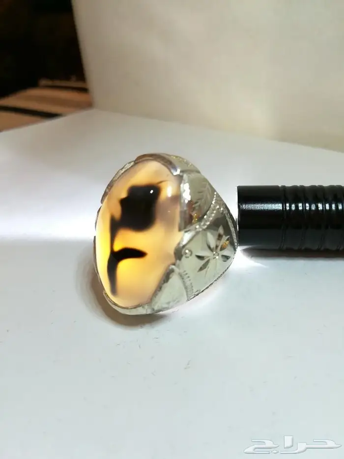 خاتم العقيق اليماني الطبيعي المصور أبو ورده 6
