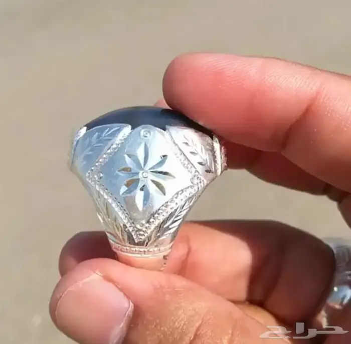 خاتم العقيق اليماني الطبيعي المصور أبو ورده 3