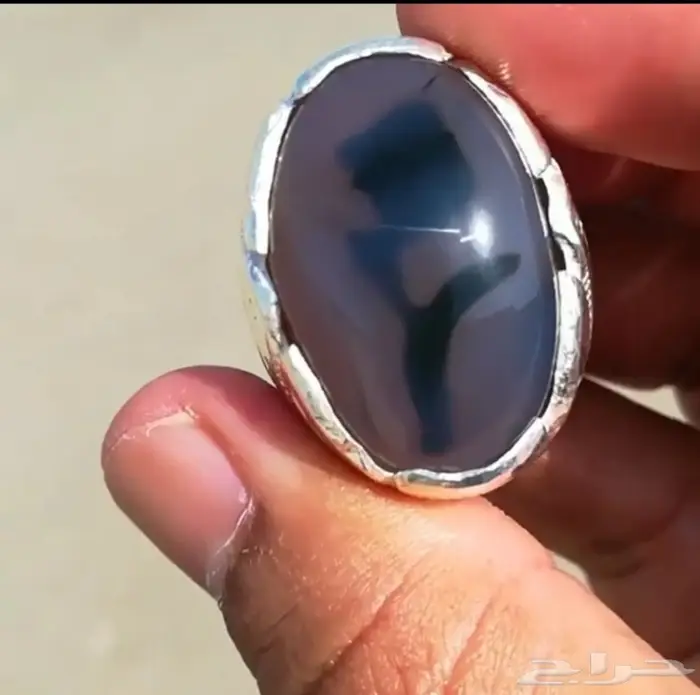 خاتم العقيق اليماني الطبيعي المصور أبو ورده 1