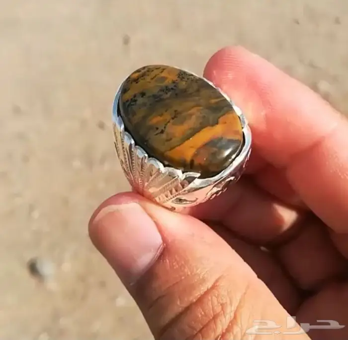 خاتم يماني من أرقى واندر انواع عقيق الجزع 9