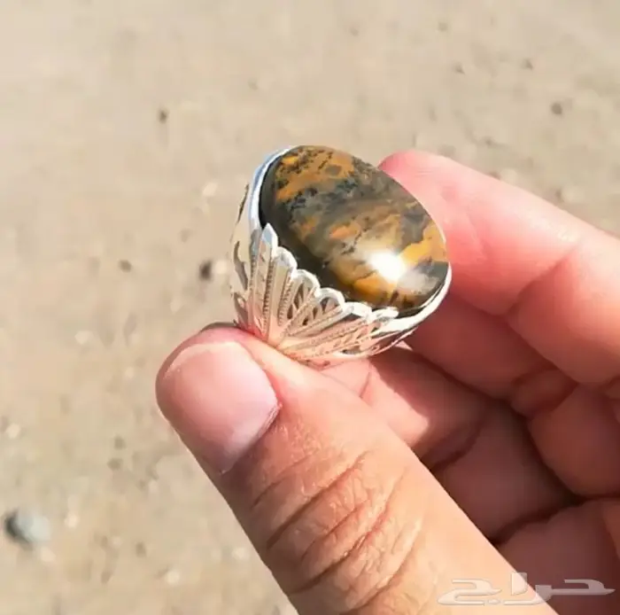 خاتم يماني من أرقى واندر انواع عقيق الجزع 8