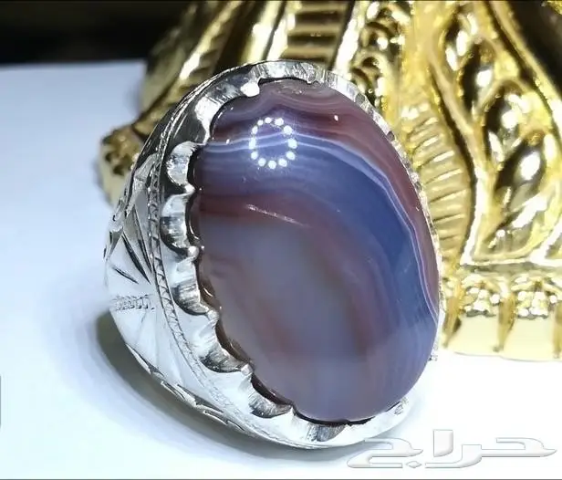 خاتم جزع يماني راهي باللون السماوي 5