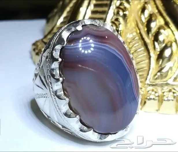 خاتم جزع يماني راهي باللون السماوي 7