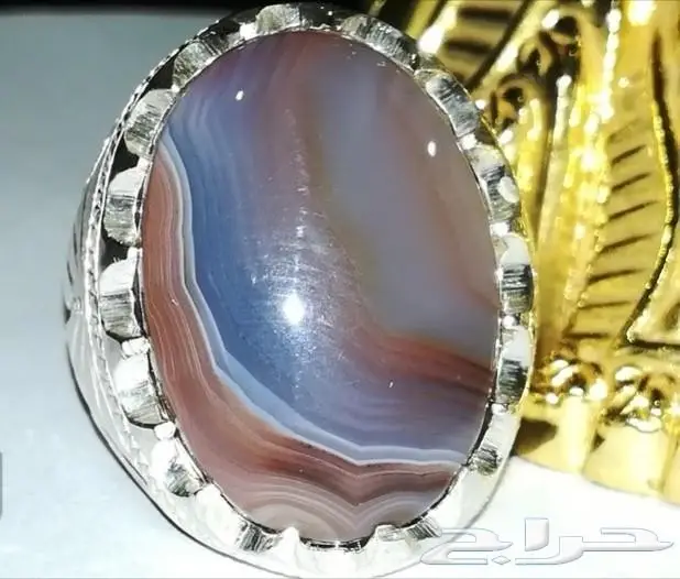 خاتم جزع يماني راهي باللون السماوي 4