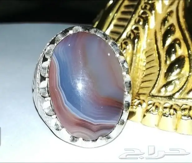 خاتم جزع يماني راهي باللون السماوي 6