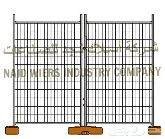 Galvanized welded temporary fence panels set on the plates 14