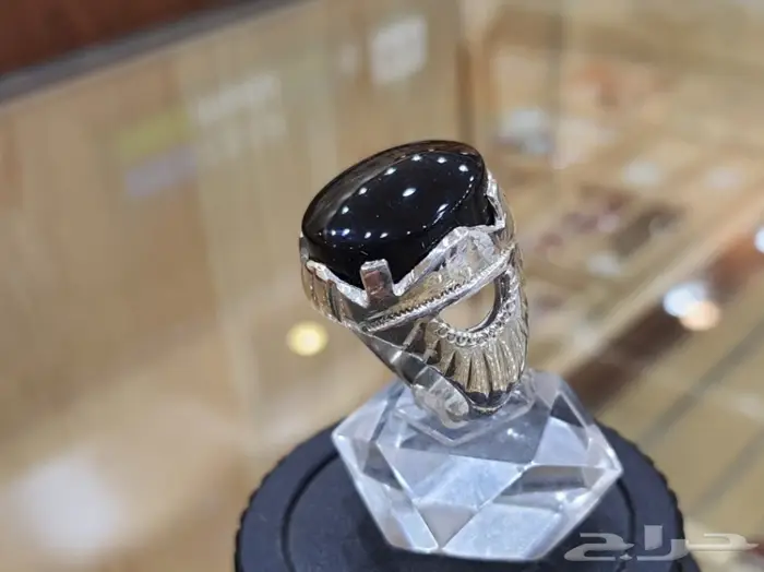 خاتم عقيق يماني اسود كحل  0