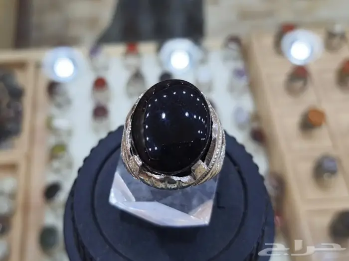 خاتم عقيق يماني اسود كحل  2