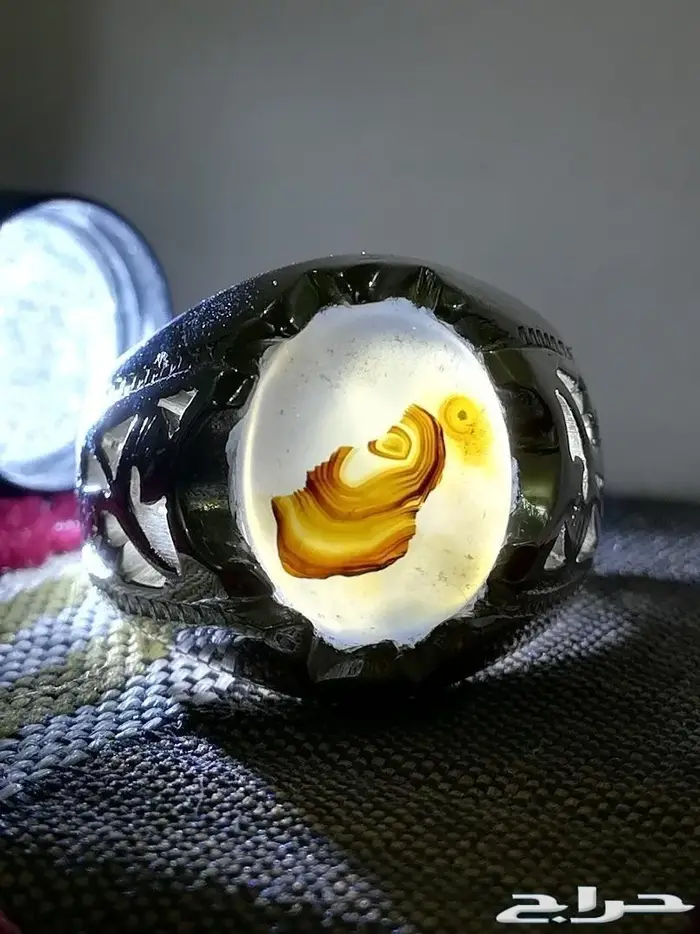 خاتم عقيق طبيعي مصور يماني المصدر مشروط 3