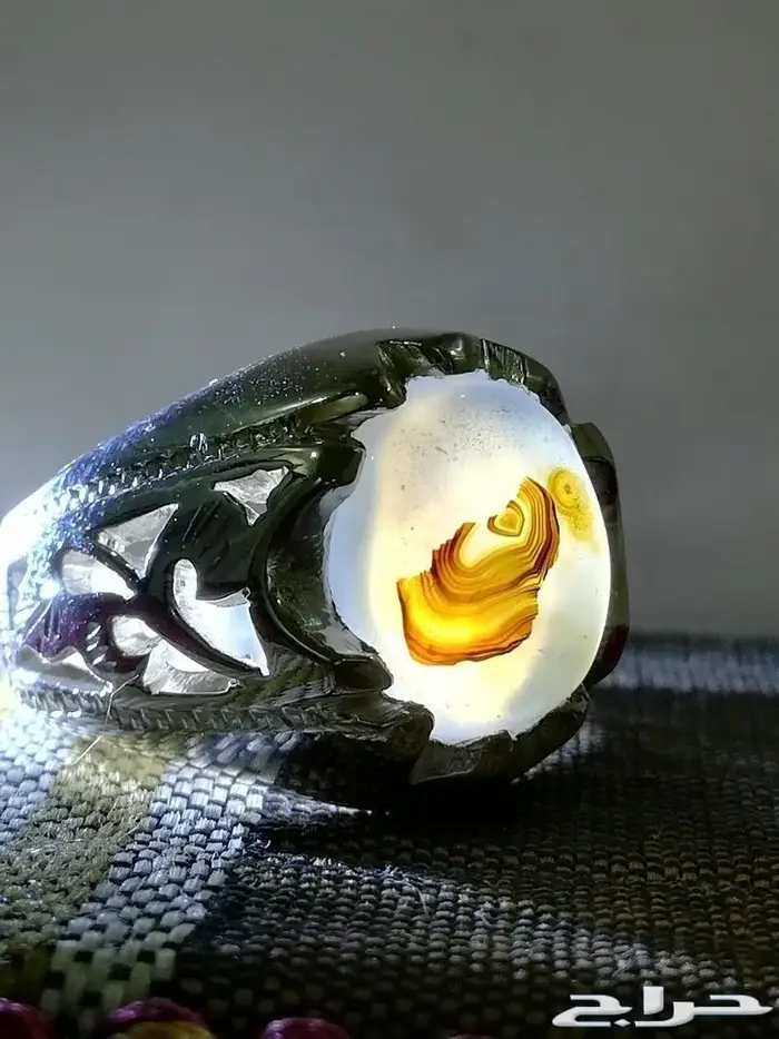 خاتم عقيق طبيعي مصور يماني المصدر مشروط 9