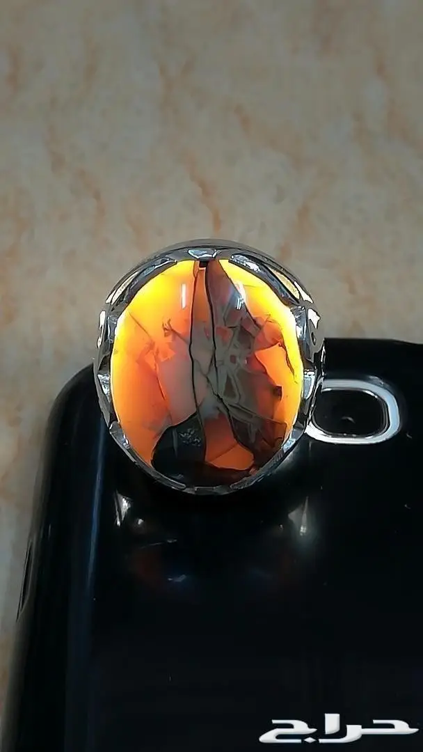 خاتم عقيق يماني خامه ملكيه لوحه فنيه طبيعيه 8