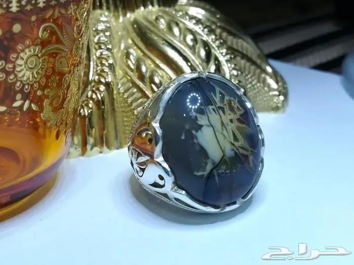 خاتم عقيق يماني خامه ملكيه لوحه فنيه طبيعيه 21