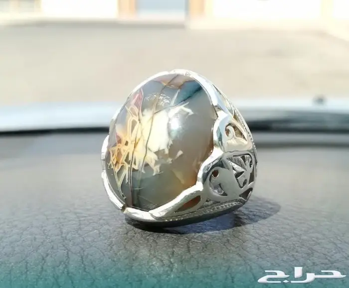 خاتم عقيق يماني خامه ملكيه لوحه فنيه طبيعيه 15
