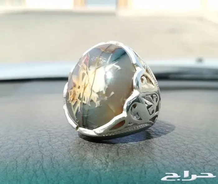 خاتم عقيق يماني خامه ملكيه لوحه فنيه طبيعيه 9