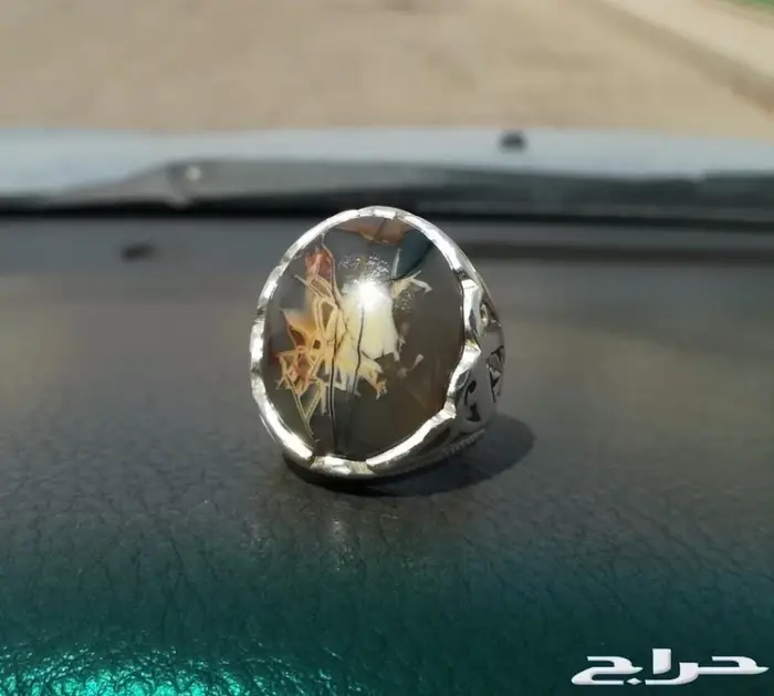 خاتم عقيق يماني خامه ملكيه لوحه فنيه طبيعيه 4