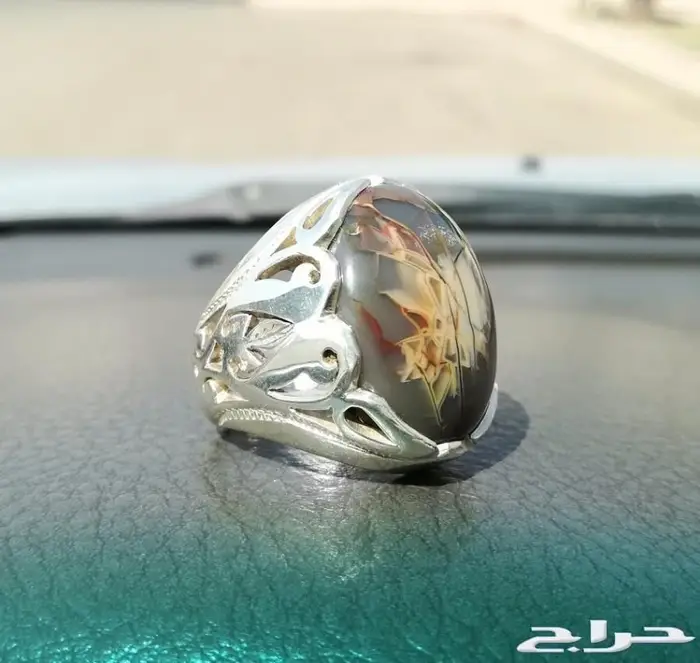 خاتم عقيق يماني خامه ملكيه لوحه فنيه طبيعيه 3