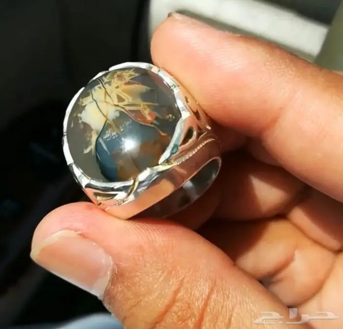 خاتم عقيق يماني خامه ملكيه لوحه فنيه طبيعيه 6