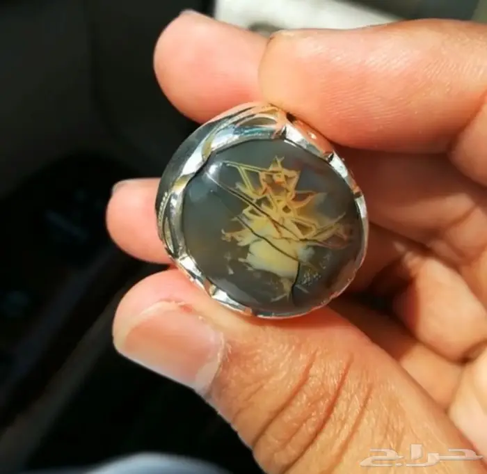 خاتم عقيق يماني خامه ملكيه لوحه فنيه طبيعيه 11