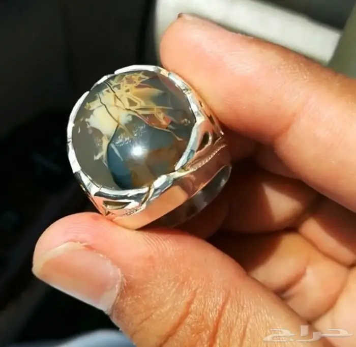 خاتم عقيق يماني خامه ملكيه لوحه فنيه طبيعيه 20