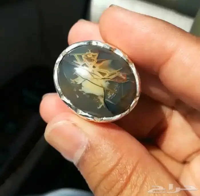 خاتم عقيق يماني خامه ملكيه لوحه فنيه طبيعيه 2