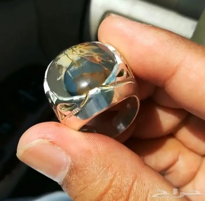 خاتم عقيق يماني خامه ملكيه لوحه فنيه طبيعيه 5
