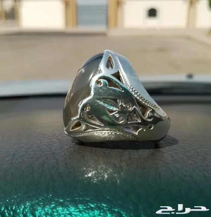 خاتم عقيق يماني خامه ملكيه لوحه فنيه طبيعيه 13